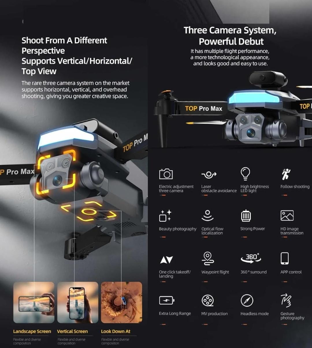 Y3 MAX Drone Or A13  (Brushless Series) With 90 Degree Camera Esc.